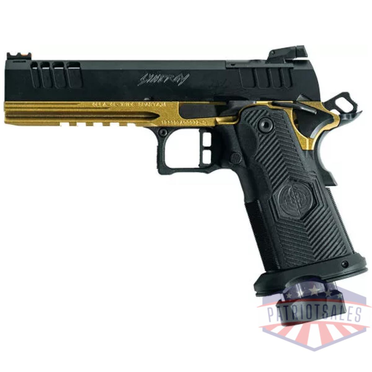 G1911ds9fssggld_left - glfa 1911ds synergy 9mm 5" 20 - shot black slide gold frame - g1911ds9fssggld left