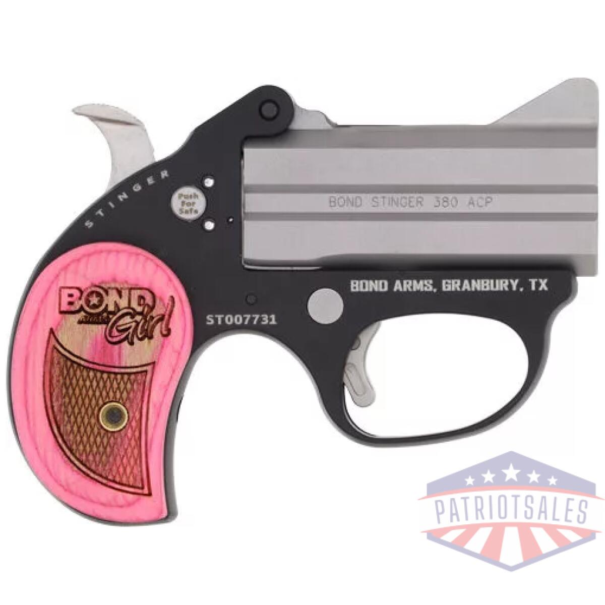 Gbaslbg380acp - bond arms girl stinger 380acp - 3" bbl stainless pind wood grp - gbaslbg380acp