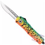 COBRATEC MEDIUM FS3 OTF GREEN - LURE 3" DROP POINT SERRATED SS