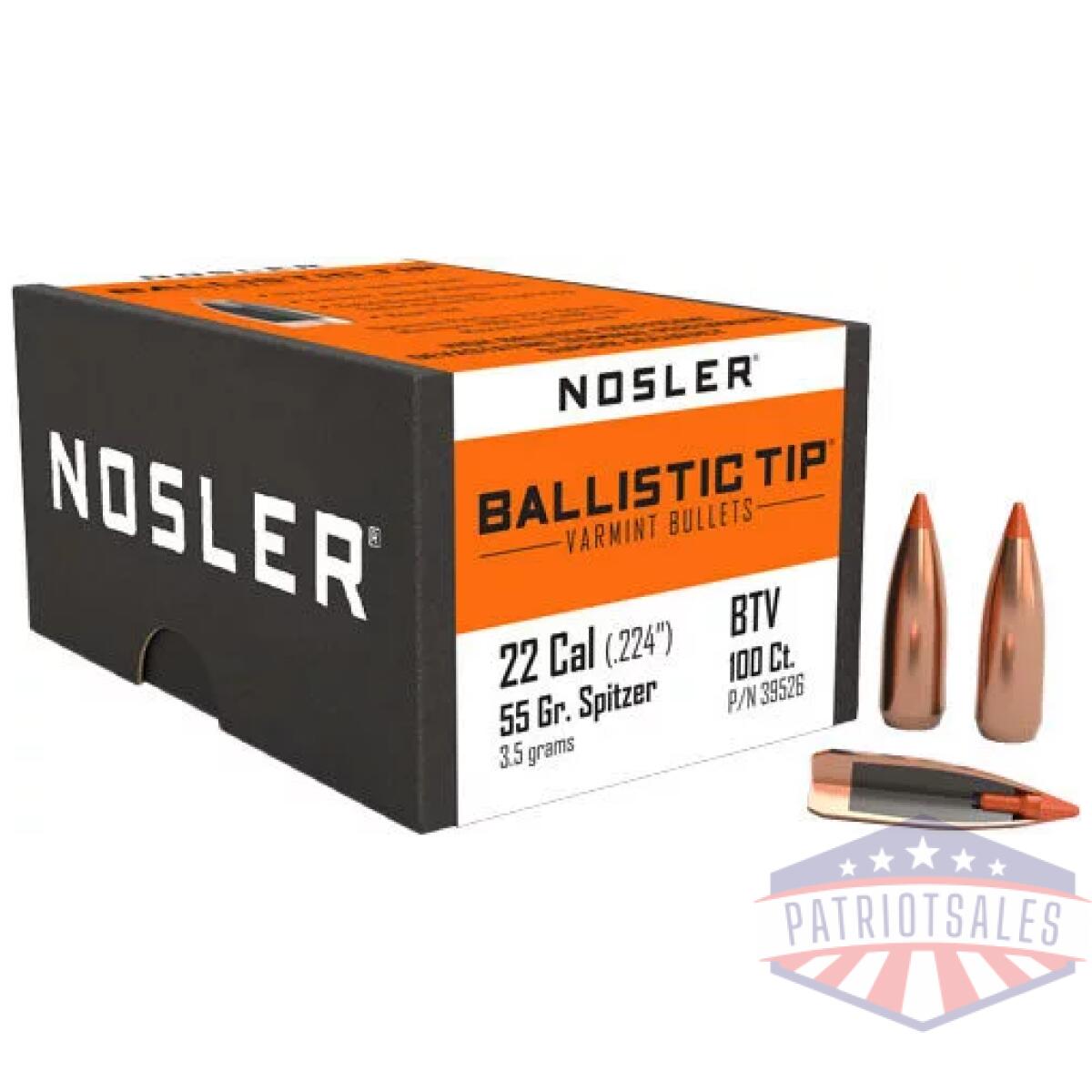 N39526_2 - nosler bullets 22 cal. 224 - 55gr ballistic tip 100ct - n39526 2