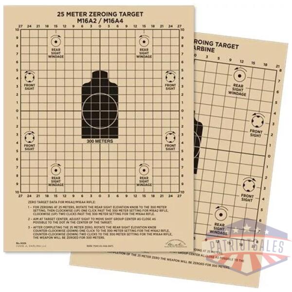 25m Zeroing Target - M16A2, M16A4, M4 Carbine