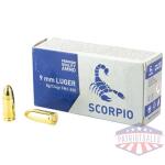 SCORPIO AMMO 9MM 124GR FMJ 50/1000