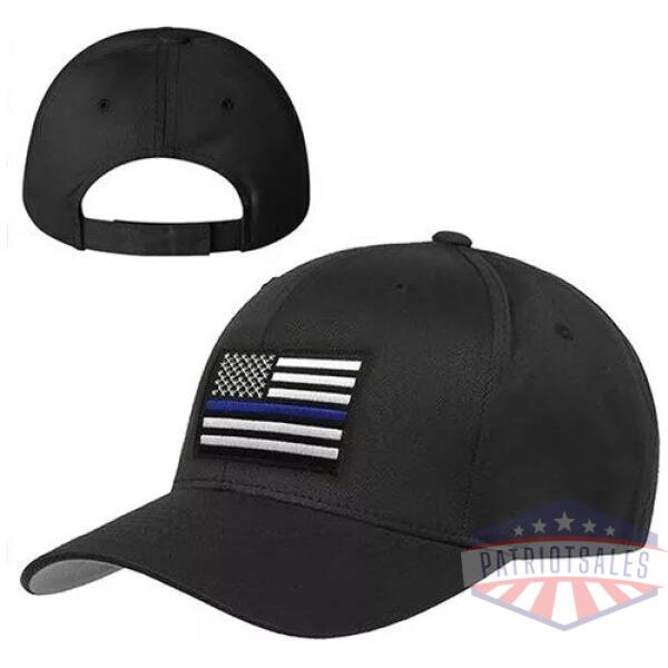 Velcro Hat - Thin Blue Line American Flag, Black