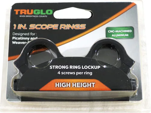 TRUGLO RINGS 1" HIGH MATTE - PICATINNY/WEAVER W/4 SCREWS