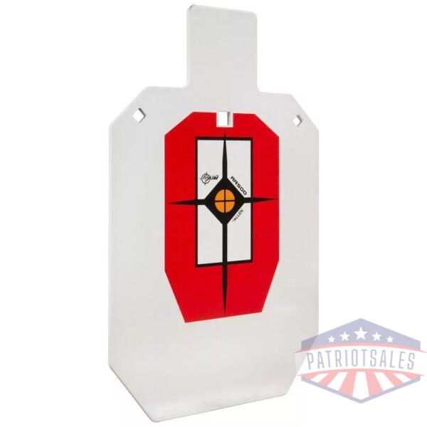 EZ-Aim Hardrock AR500 IPSC Silhouette Shooting Target 9"W x 14.875H" White/Red/Black