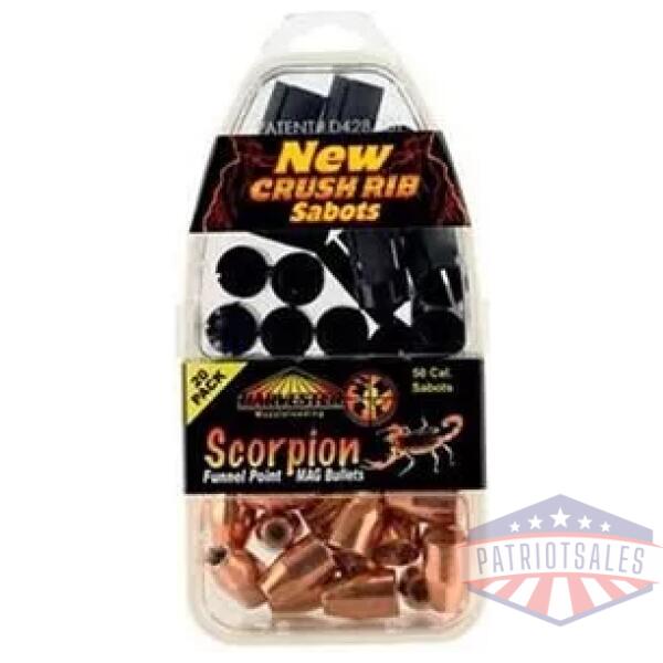 Harvester Muzzleloading Scorpion Funnel Point MAG Bullets 50 Cal. Sabot 260 gr .451 Funnel Point Mag Bullet 20/pk