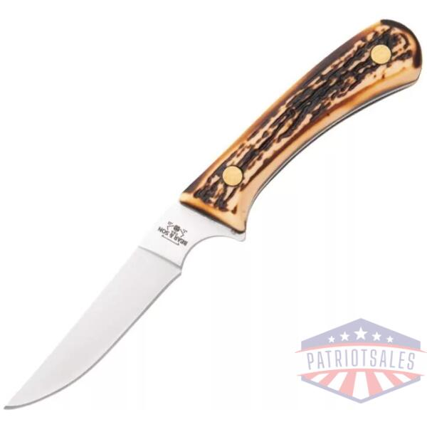 Bear & Son Bird & Trout Fixed Knife 3" Clip Point Blade Stag Delrin with Leather Sheath