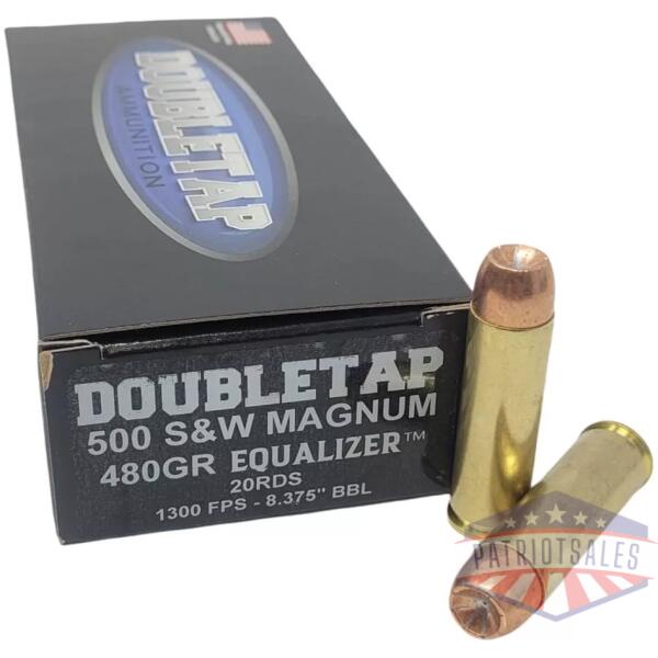Double Tap 500 Equalizer Handgun Ammunition .500 S&W 455gr HP 1801 fps 20/ct