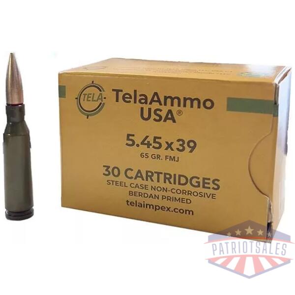 Wolf TelaAmmo Rifle Ammunition 5.45x39 65gr FMJ 2959 fps 30/ct