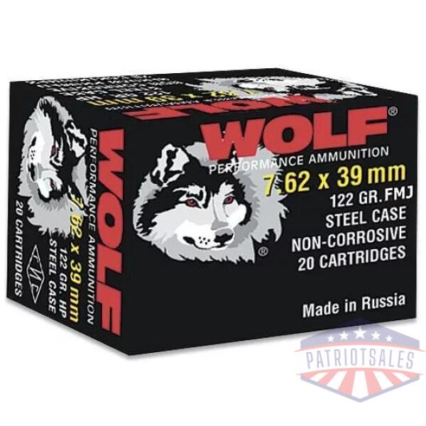 Wolf WPA Polyformance Rifle Ammunition 7.62x39mm 123 gr FMJ 2396 fps - 20/ct