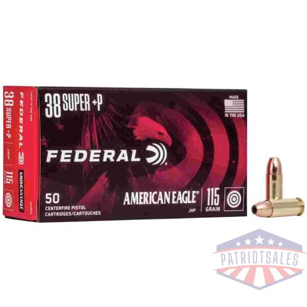 American Eagle Handgun Ammunition .38 Super (+P) 115 gr JHP 1130 fps 50/box