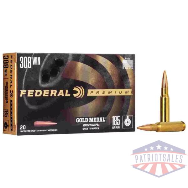 Federal Gold Medal Berger Juggernaut Rifle Ammunition .308 Win 185 gr OTM 2600 fps 20/ct