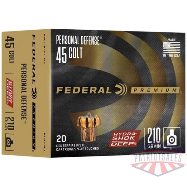 Federal Hydra-Shok Deep Handgun Ammunition .45 Colt 210 gr JHP 913 fps 20/ct