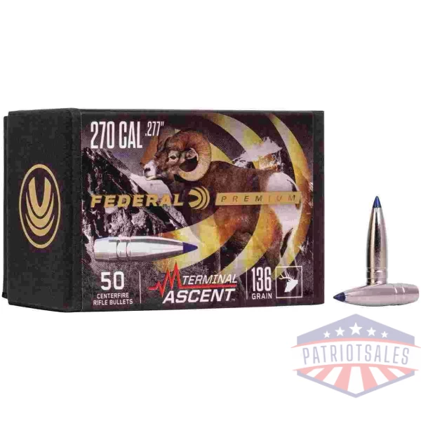 FEDERAL .277 CALIBER 136GR TERMINAL ASCENT COMP BULLET  50RD