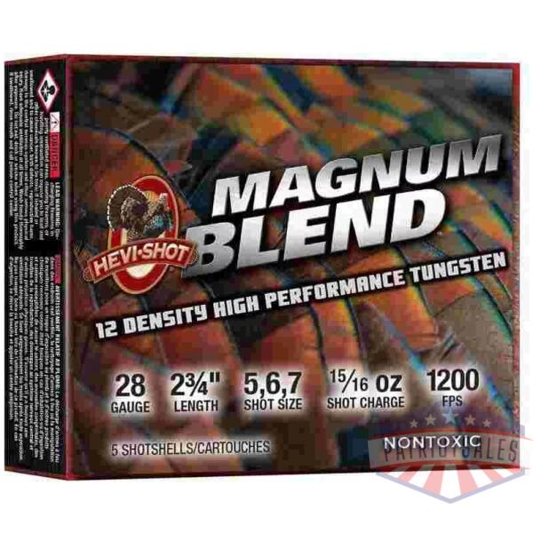 Hevi-Shot Magnum Blend Shotshells 28ga 3" 1oz 1200 fps #5/#6/#7 5/ct