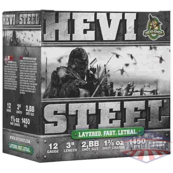 HEVI-Shot HEVI-Steel Shotshells 12ga 3" 1-3/8oz 1450 fps #BB 25/ct