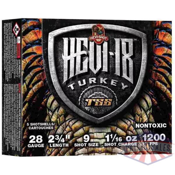 HEVI-Shot Hevi-18 Shotshells 28ga 2-3/4" 1-1/16oz 1200 fps #9 5/ct