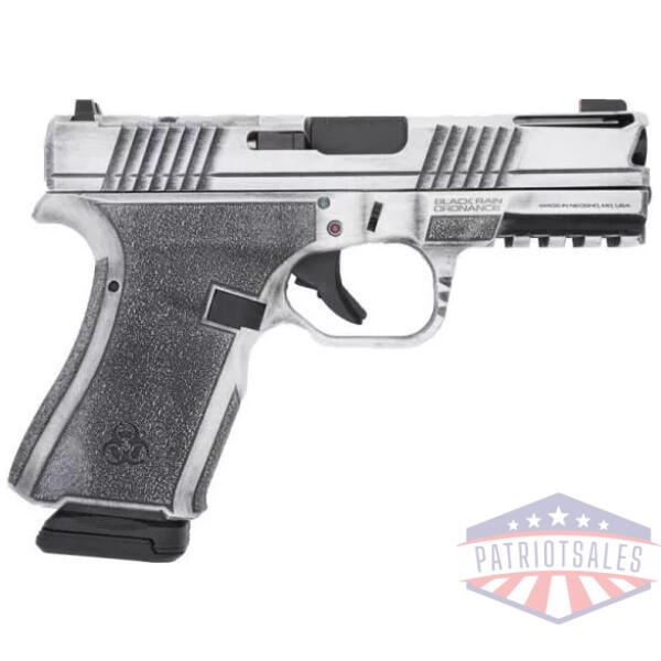 Black Rain Frontline+ Handgun 9mm Luger 15rd Magazine 3.75" Barrel Bright White Battleworn Finish Optic Ready