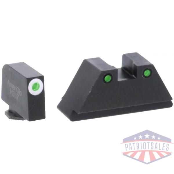 Green Tritium Round Outline White .315/black .392 for Glock TallSuppressor