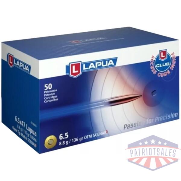 Lapua Rifle Ammuntion 6.5 Creedmoor 136gr Scenar OTM 50/ct