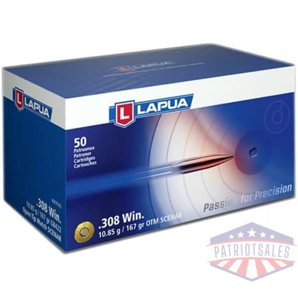 Lapua OTM Rifle Ammo 308 Winchester 167gr Scenar 50/ct