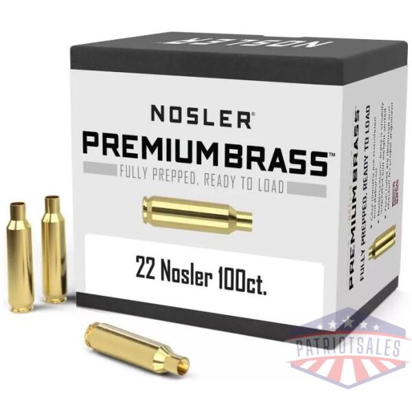 Nosler Unprimed Brass Rifle Cartridge Cases .22 Nosler NOS HS - 100/ct