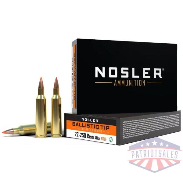 Nosler Lead Free Ballistic Tip Rifle Ammunition .22-250 Rem 40 gr BT 3950 fps 20/ct