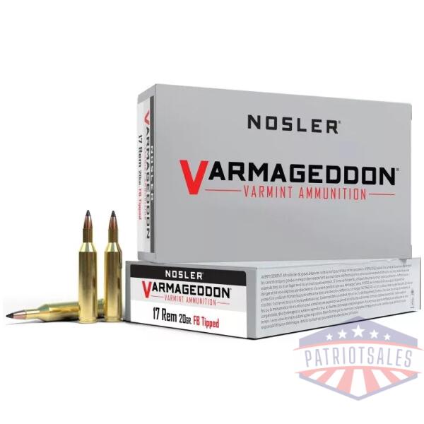 Nosler Varmegeddon Rifle Ammunition .17 Rem 20 gr FB Tipped 4200 fps - 20/ct