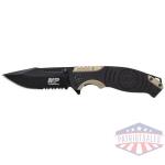 Smith & Wesson M&P Drop Point Folding Knife Liner Lock 3 1/2" Blade Black and Tan