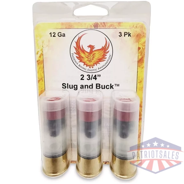 Phoenix Rising Slug & Buck Shotshell 12ga 2-3/4" FSJ 7/8oz Slug & 6-00 Buckshot 1225 fps 3/ct