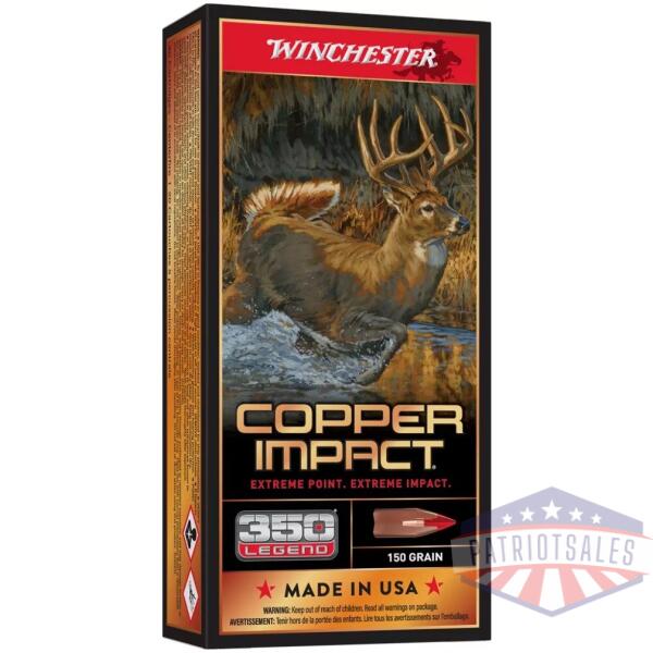 Winchester Copper Impact Rifle Ammunition 350 Legend 150 gr. BT 2260 fps 20/ct