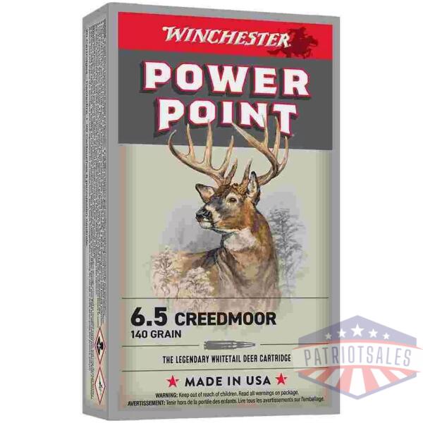 Winchester Power Point Rifle Ammunition 6.5 Creedmoor 140gr PSP 2730 fps 20/ct