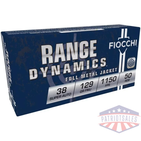 Fiocchi Pistol Shooting Dynamics Handgun Ammunition .38 Super (+P) 129 gr FMJ 50/Box
