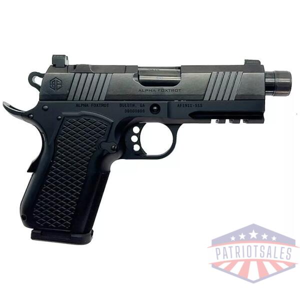 Alpha Foxtrot AF1911 S15 Polished Handgun 9mm Luger 15rd Magazine 3.5" Threaded Barrel RMSc Optic Cut