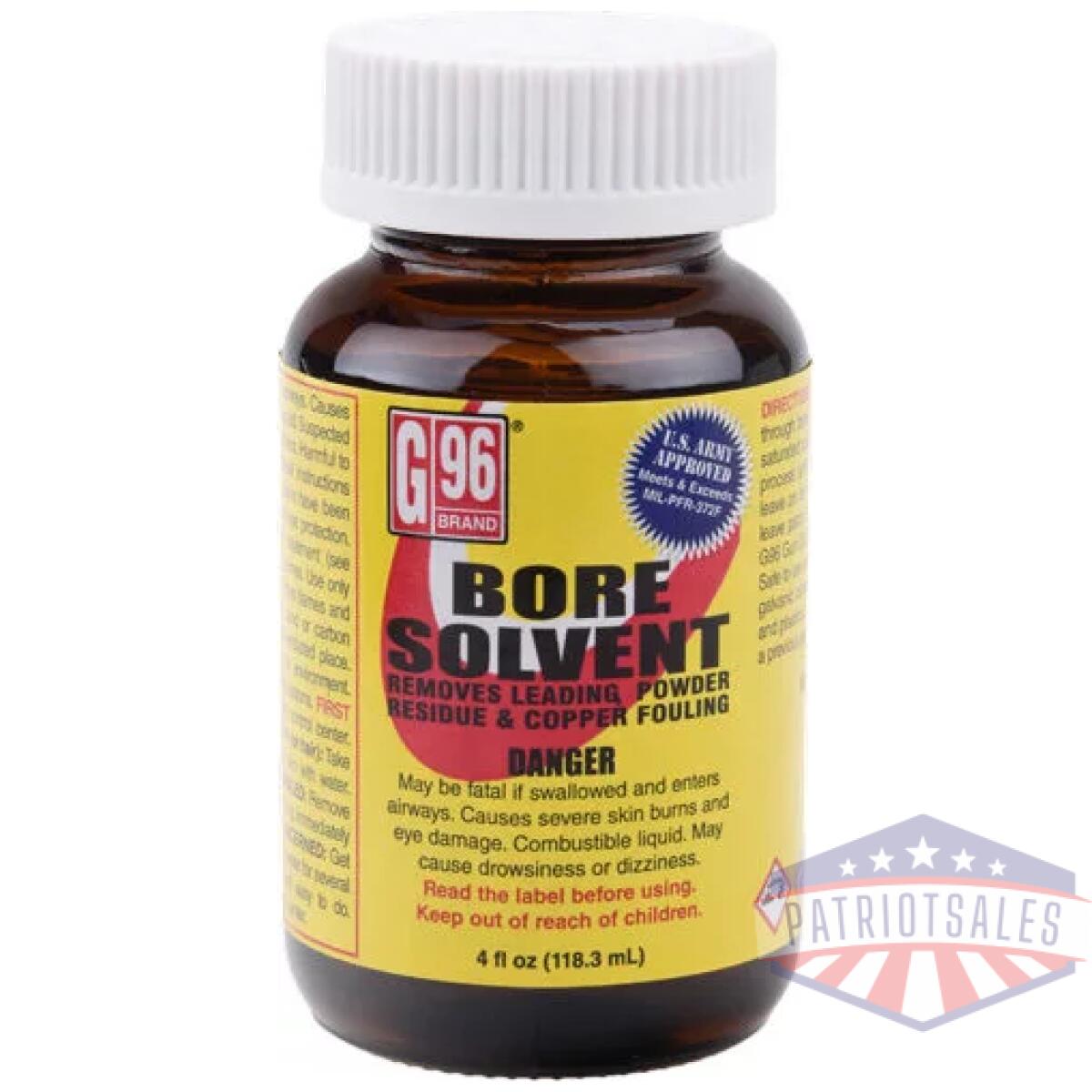 1108 - g96 military grade bore - solvent 4oz. Amber glass jar - 1108