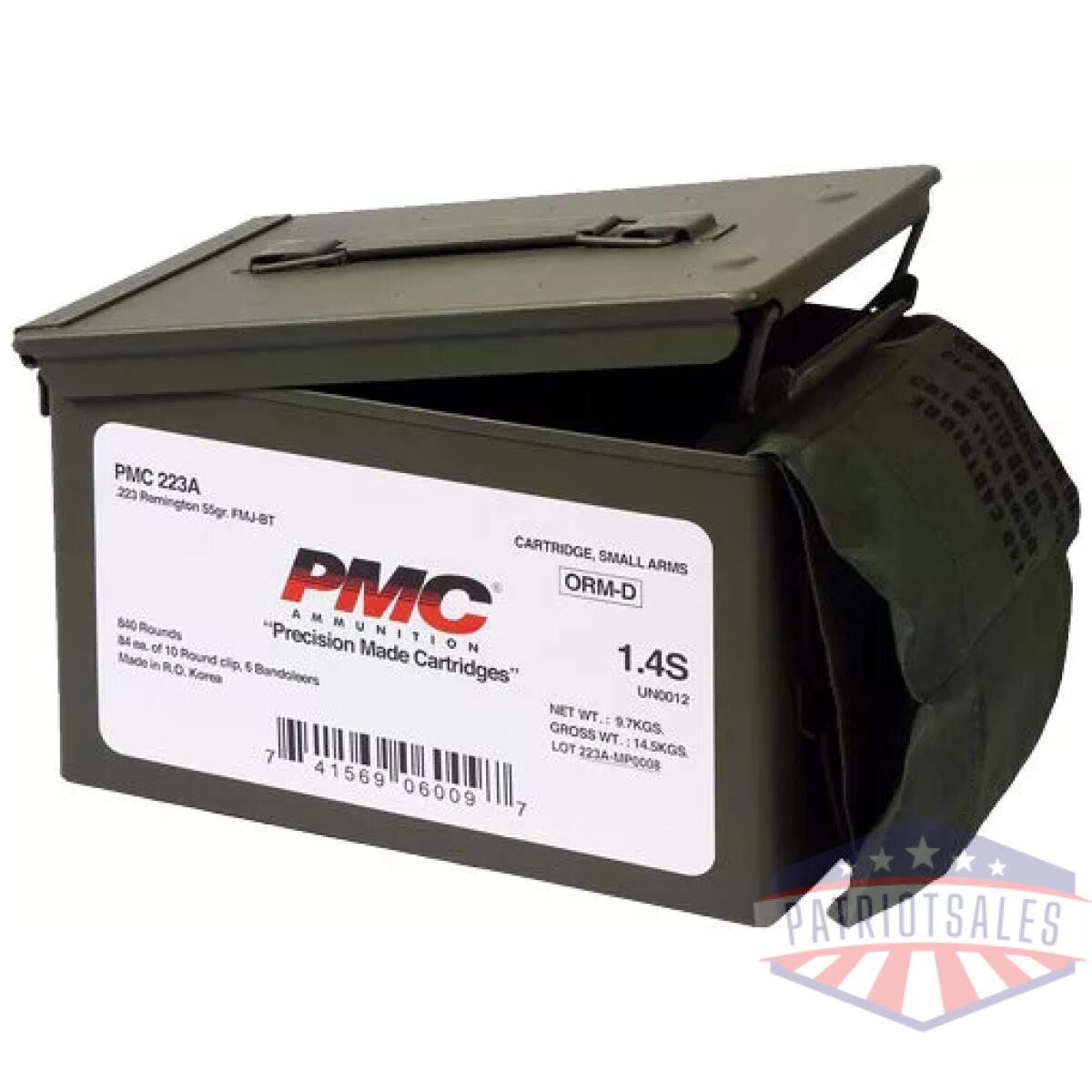 A223amb - pmc 223 rem 55gr fmj-bt 840rd - m2a1 can w/bandoleer - a223amb