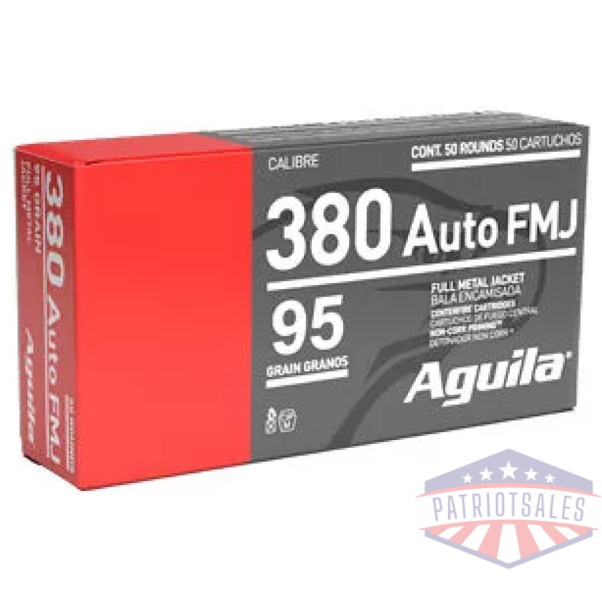 Aga1e802110_1 - aguila 380acp 95gr fmj 50/1000 - aga1e802110 1