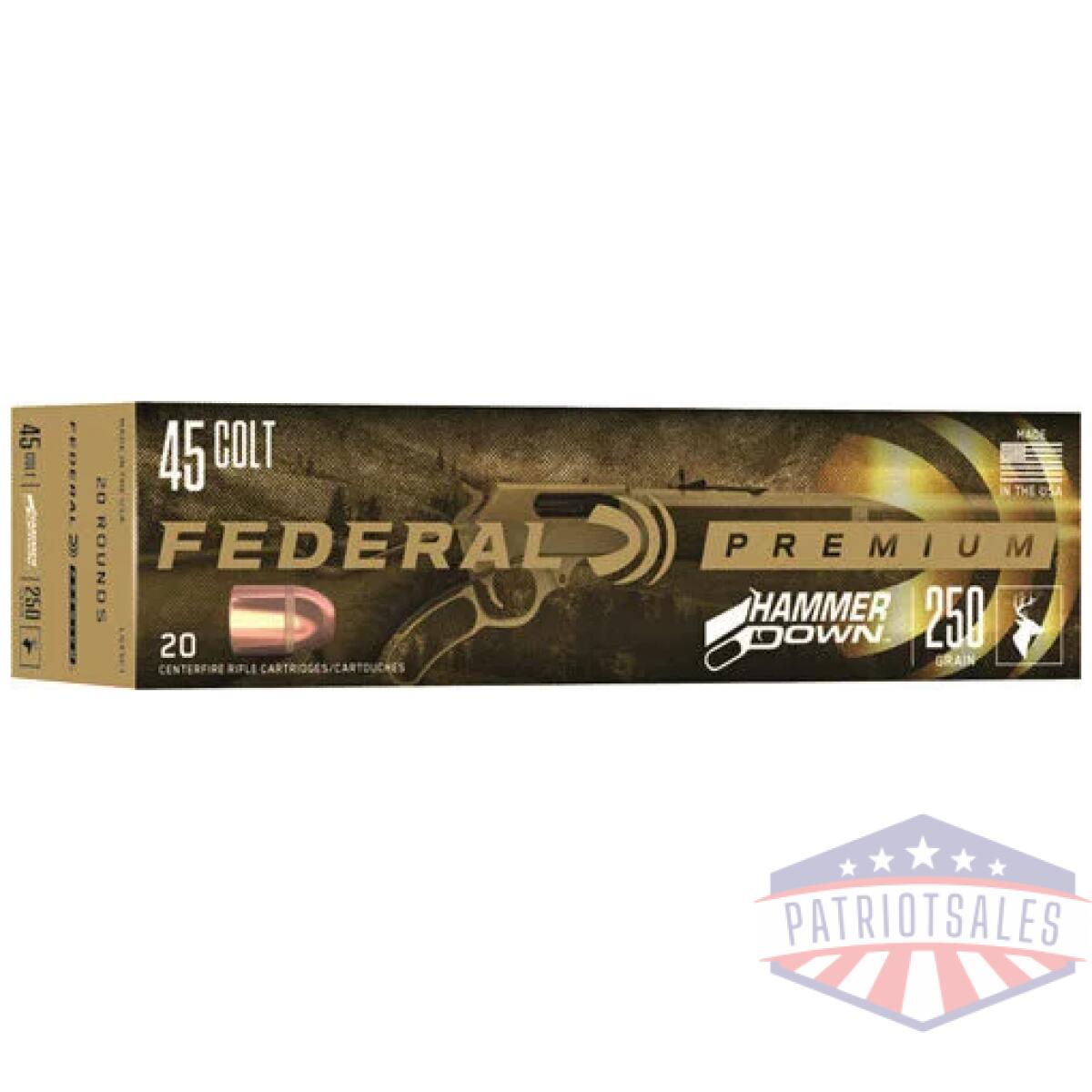 Alg45c1 - federal hammer down 45 lc - 250gr jsp 20rd 10bx/cs - alg45c1