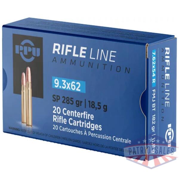 PPU 9.3X62MM 285GR JSP - 20RD 10BX/CS