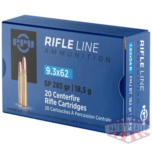 PPU 9.3X62MM 285GR JSP - 20RD 10BX/CS