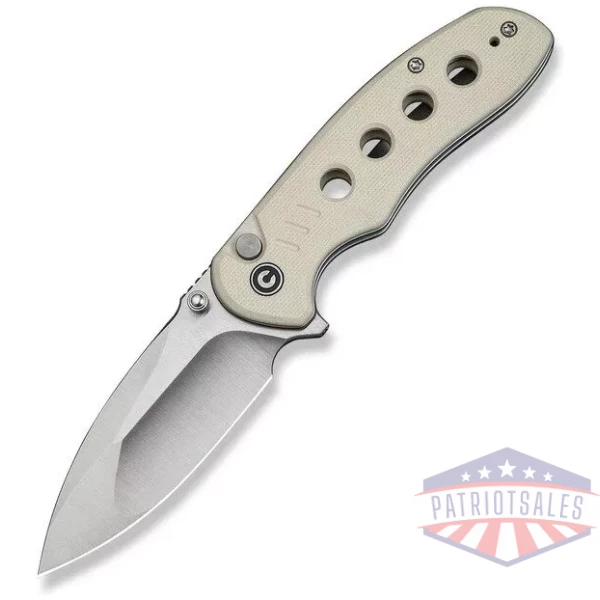 CIVIVI Triptych Flipper & Thumb Stud & Button Lock Knife Ivory G10 Handle (2.97"" Satin Finished 14C28N Blade)