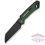 CIVIVI Buster FG Thumb Stud & Superlock Knife Green Canvas Micarta Handle (4.2"" Black Stonewashed Nitro-V Blade)