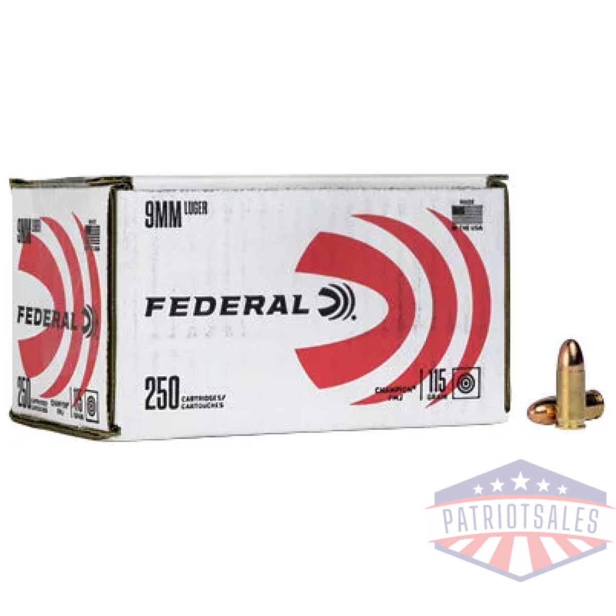 Fec9115a250_1 - fed champ 9mm 115gr fmj 250/1000 - fec9115a250 1