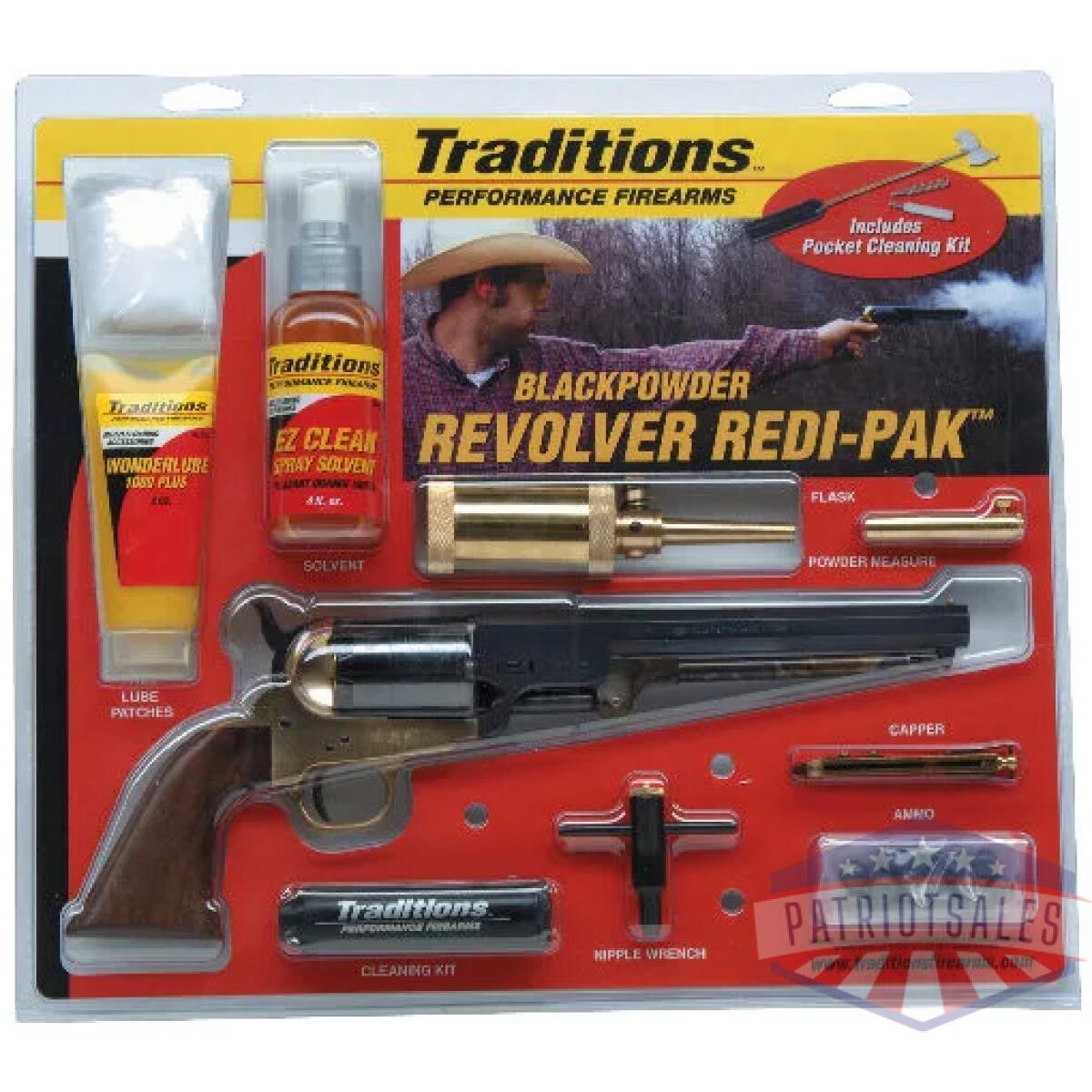 Frs18511 - traditions bp revolver 1851 - navy 44 cal brass/wal redi-pk - frs18511