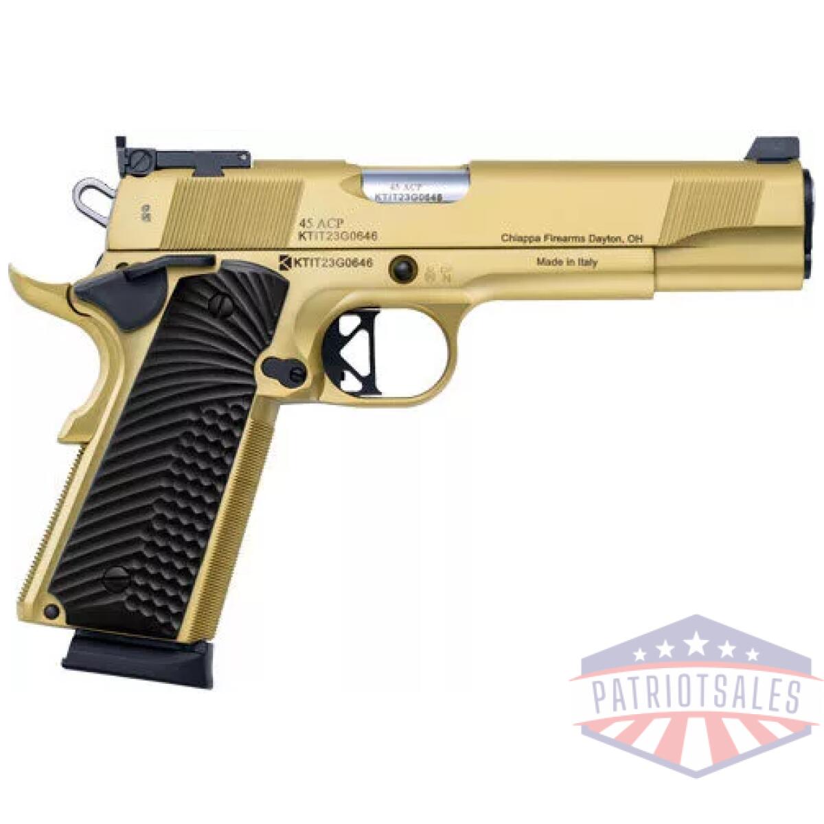 G440182 - charles daly 1911 empire grade - 45acp 5" fs 8rd g10 grip gold - g440182
