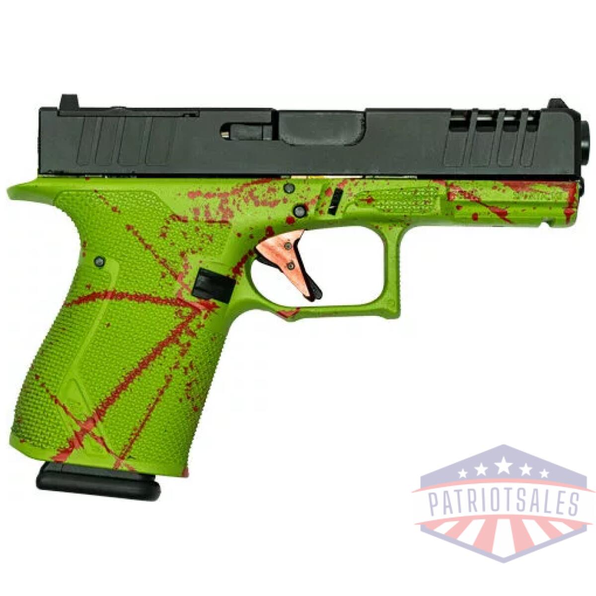 Gl19szom - glfa 19 striker 9mm 4" 15 shot - blk slide splater zombie frame - gl19szom