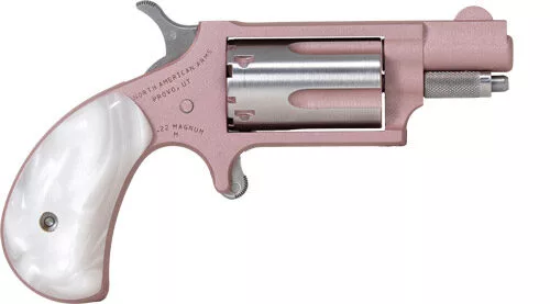 NAA MINI-REVOLVER 22WMR 1-1/8" - ROSE CERAKOTE WHITE PEARL GP
