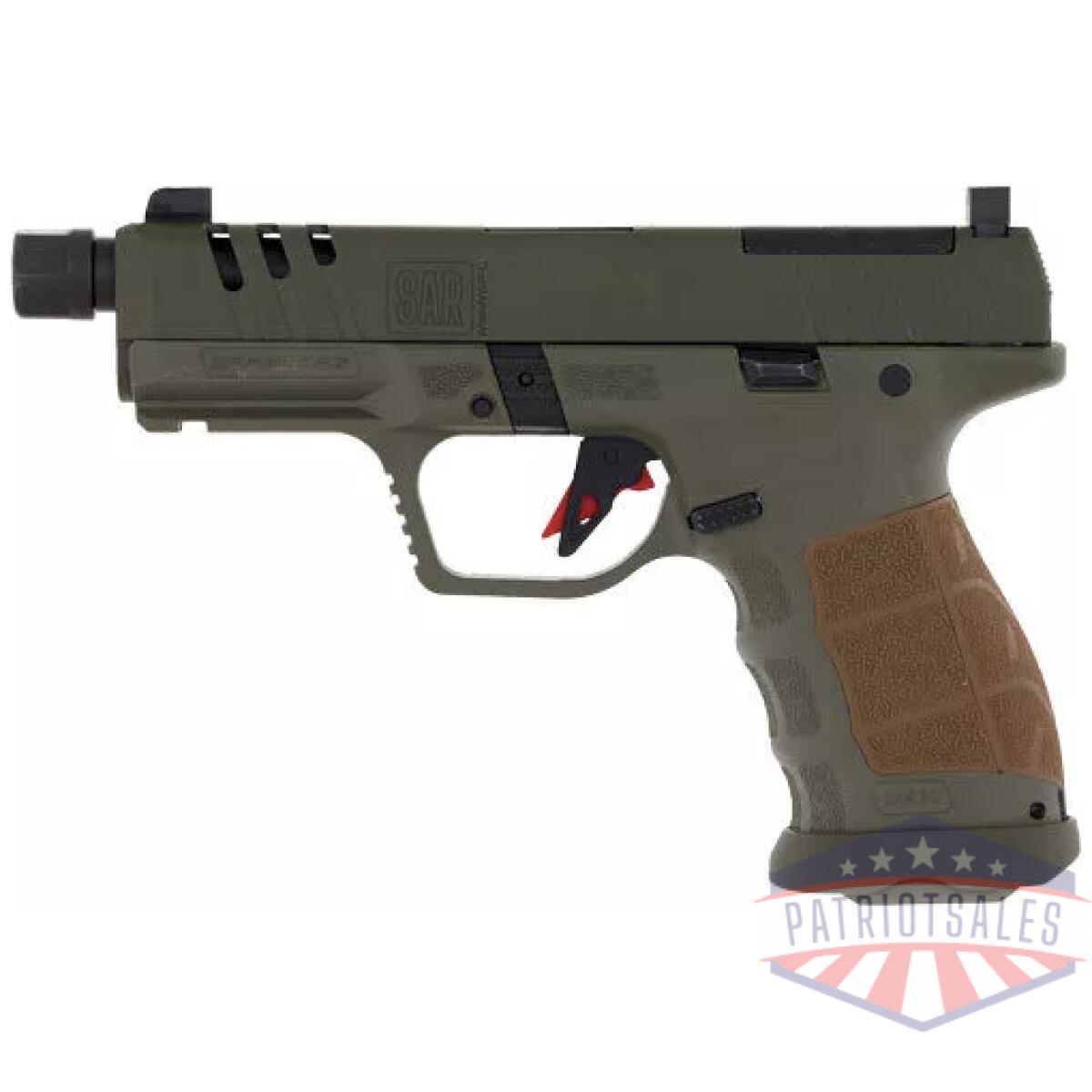 Gsarcsocomod - sar usa sar9 compact socom 9mm - 4. 7" bbl 15/21 rd mag sf green - gsarcsocomod