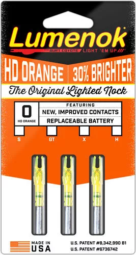 LUMENOK LIGHTED NOCK - GT-SERIES HD ORANGE 3PK