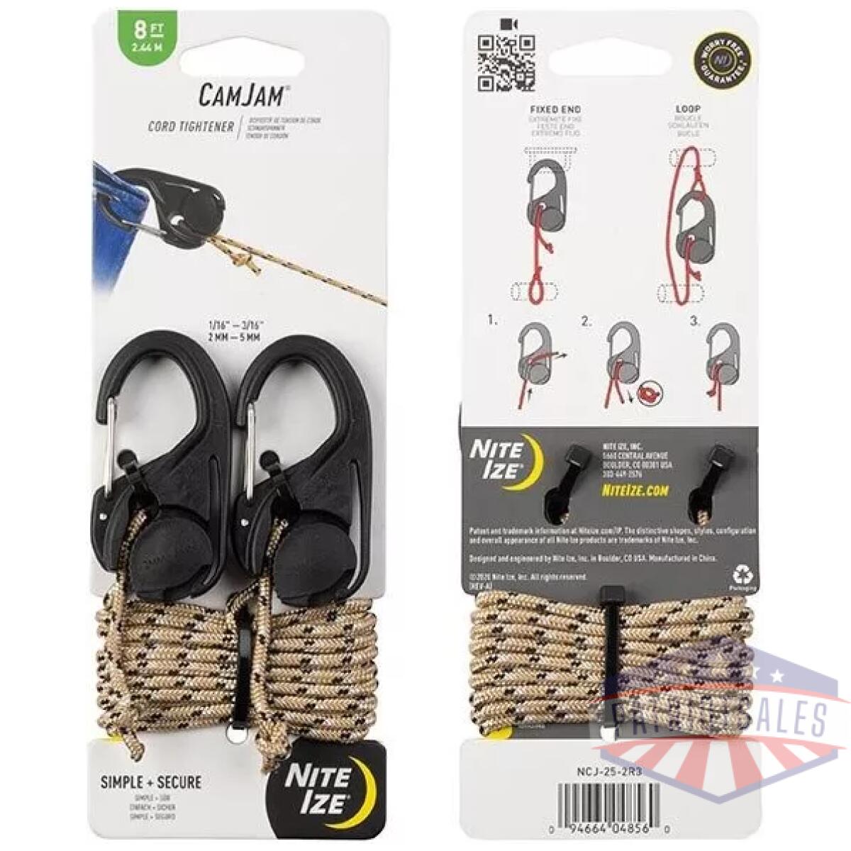 Nincj-25-2r3 - camjam cord tightener with 8 ft. Rope- 2 pack - nincj 25 2r3
